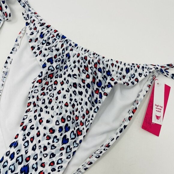 Xhilaration Juniors Large High Leg Scoop String Bikini Bottom Animal Print 1022 - Picture 3 of 8